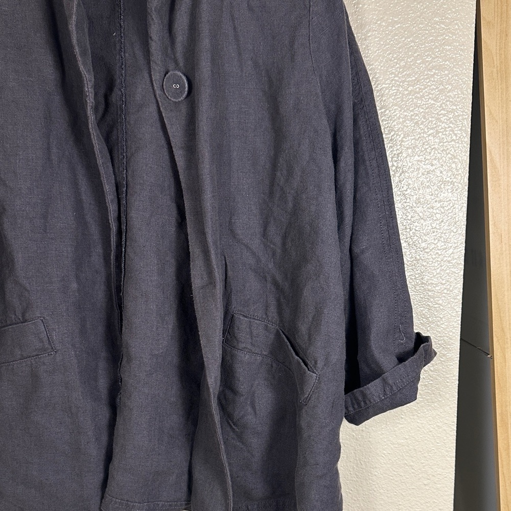 Eileen Fisher charcoal linen Blazer with Single Button medium - Picture 3 of 8